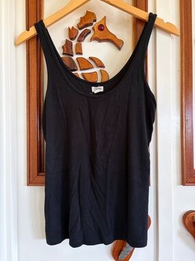 L'AGENCE Black Ribbed Scoop Tank Top